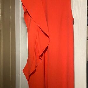 Chelsea28 Asymmetrical Ruffle Sheath Dress in Orange